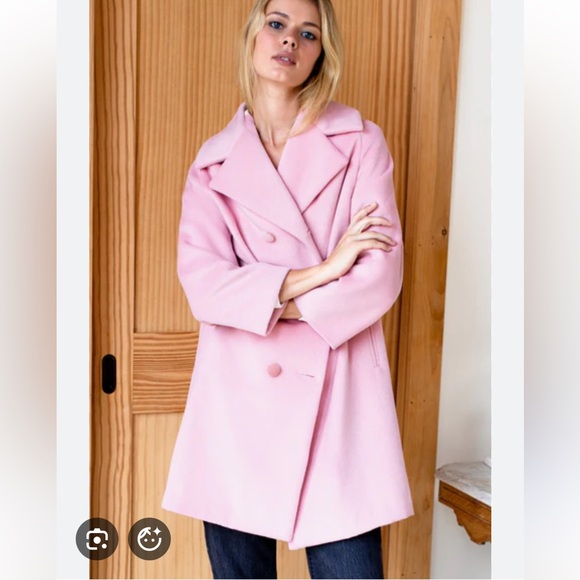 Emerson Fry Wool Cashmere Thomas Coat Double Breasted Long Pea Jacket Pink XS - Picture 5 of 17